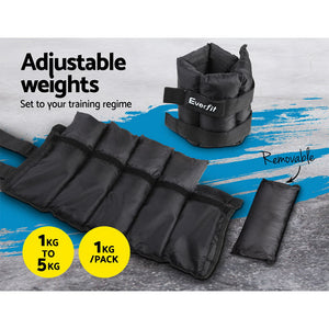 Everfit Set of 2 Wrist Ankle Weights 5kg with Straps