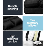 Artiss Floor Sofa Lounge 2 Seater Futon Chair Couch Folding Recliner Metal Black