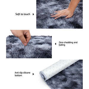 Artiss Gradient Shaggy Rug 160x230cm Carpet Area Rugs Dark Grey