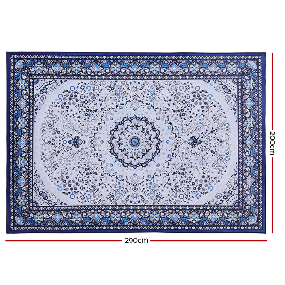 Artiss Short Pile Floor Rug 200x290cm Gaspar Blue