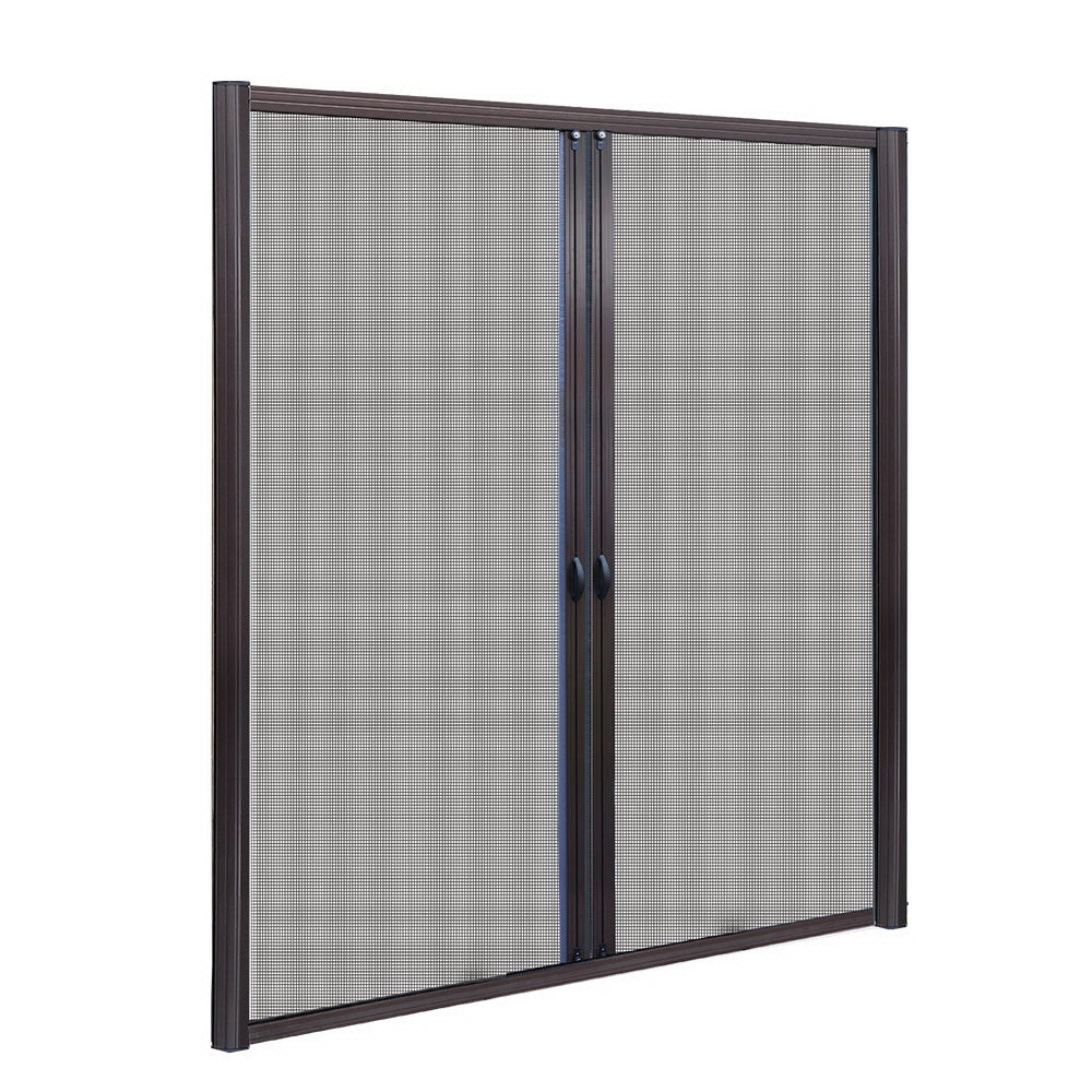 Instahut Retractable Magnetic Fly Screen Flyscreen Door Mesh Sliding 2.3m x 2.4m Brown