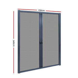 Instahut Retractable Magnetic Fly Screen Flyscreen Door Mesh Sliding 2.3m x 2.4m Grey