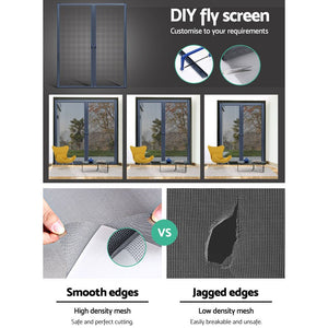 Instahut Retractable Magnetic Fly Screen Flyscreen Door Mesh Sliding 2.3m x 2.4m Grey