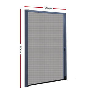 Instahut Retractable Magnetic Fly Screen Flyscreen Door Mesh Sliding 1.2m x 2.1m Grey