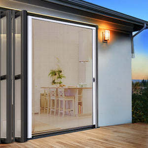 Instahut Retractable Magnetic Fly Screen Flyscreen Door Mesh Sliding 1.2m x 2.1m White