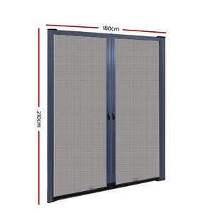 Instahut Retractable Magnetic Fly Screen Flyscreen Door Mesh Sliding 1.8m x 2.1m Grey