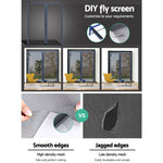 Instahut Retractable Magnetic Fly Screen Flyscreen Door Mesh Sliding 1.8m x 2.1m Grey