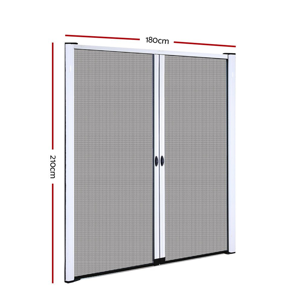 Instahut Retractable Magnetic Fly Screen Flyscreen Door Mesh Sliding 1.8m x 2.1m White