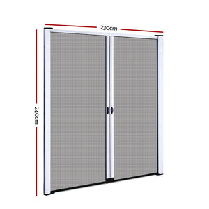 Instahut Retractable Magnetic Fly Screen Flyscreen Door Mesh Sliding 2.3m x 2.4m White