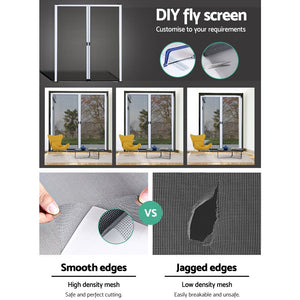 Instahut Retractable Magnetic Fly Screen Flyscreen Door Mesh Sliding 2.3m x 2.4m White