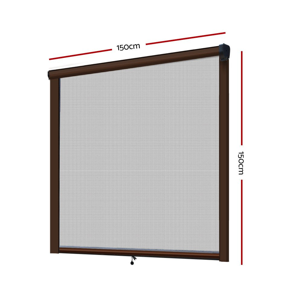 Instahut Retractable Window Fly Screen Flyscreen Mesh DIY 1.5m x 1.5m Brown