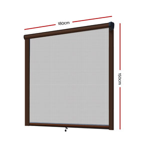 Instahut Retractable Window Fly Screen Flyscreen Mesh DIY 1.8m x 1.5m Brown