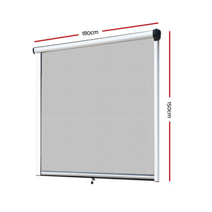 Instahut Retractable Window Fly Screen Flyscreen Mesh DIY 1.8m x 1.5m White