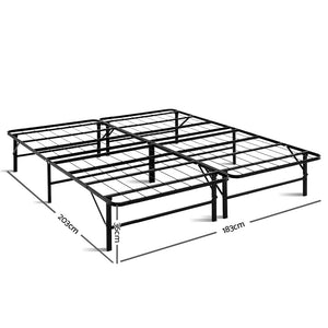 Artiss Foldable King Metal Bed Frame - Black