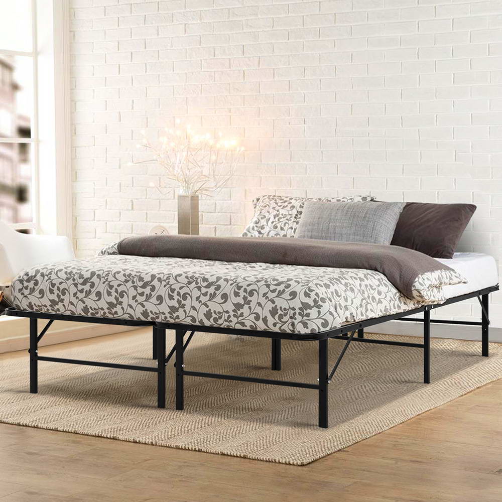 Artiss Foldable King Metal Bed Frame - Black