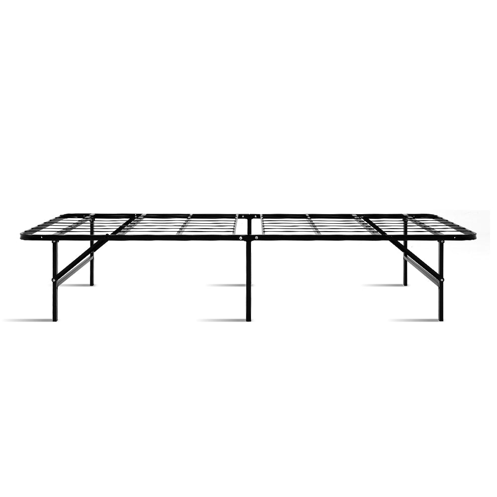 Artiss Foldable Single Metal Bed Frame - Black