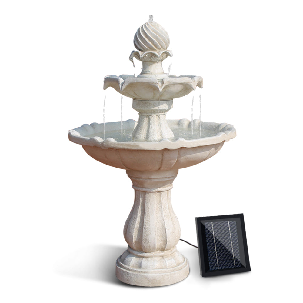 Gardeon 3 Tier Solar Powered Water Fountain - Ivory