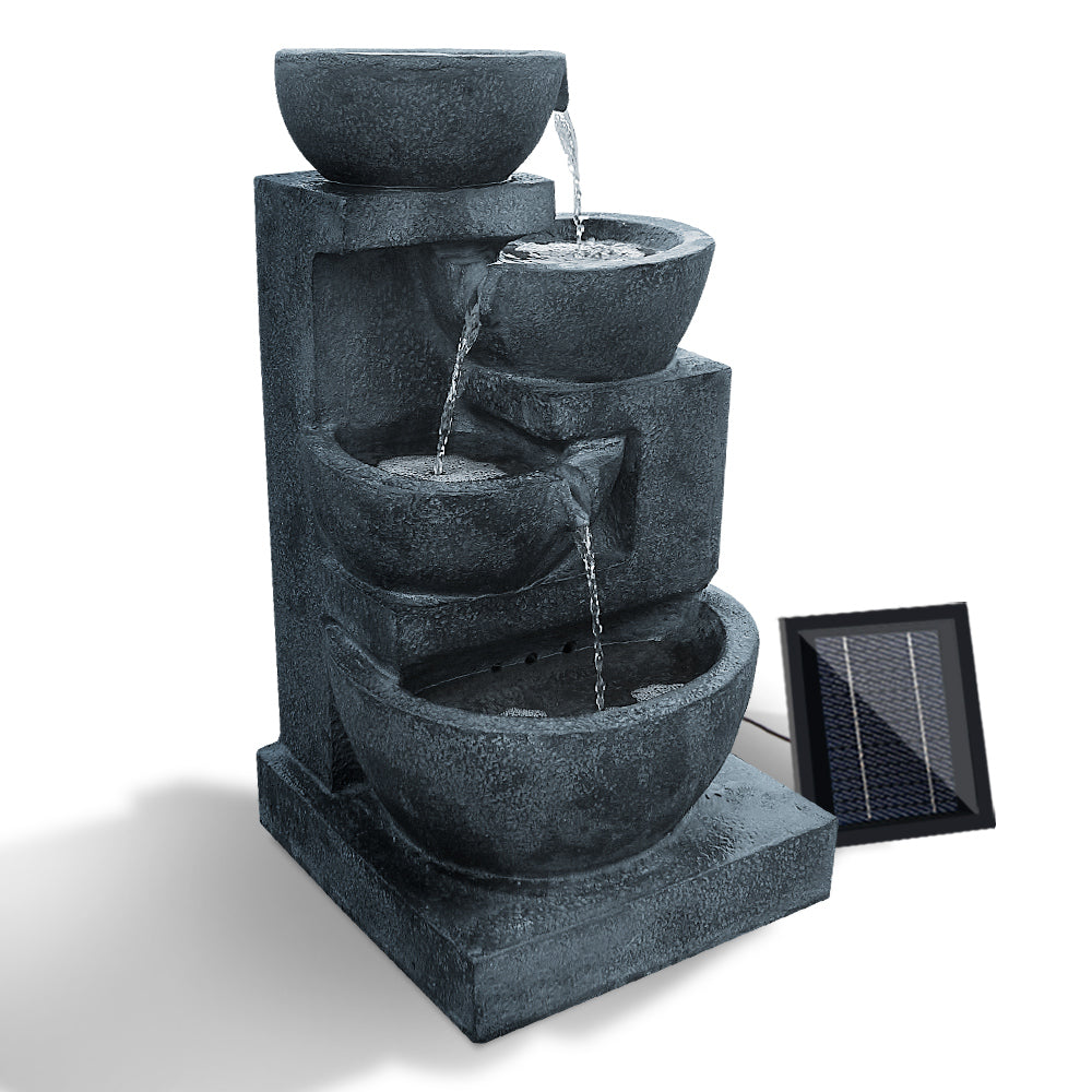 Gardeon 4 Tier Solar Powered Water Fountain with Light - Blue