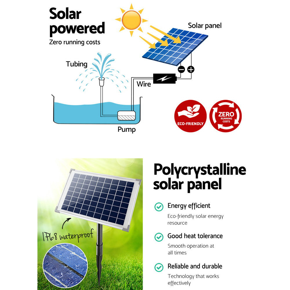 Gardeon 800L/H Submersible Fountain Pump with Solar Panel