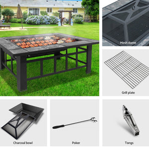 Grillz Outdoor Fire Pit BBQ Table Grill Fireplace