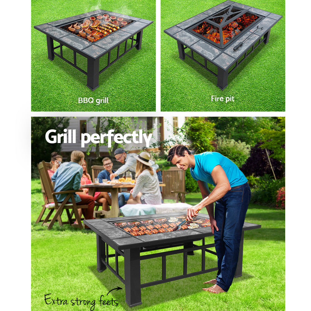 Grillz Outdoor Fire Pit BBQ Table Grill Fireplace