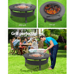 Grillz Round Outdoor Fire Pit BBQ Table Grill Fireplace