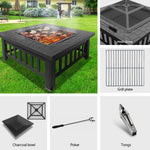 Grillz Outdoor Fire Pit BBQ Table Grill Fireplace Stone Pattern