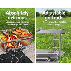 Grillz Camping Fire Pit BBQ Portable Folding Stainless Steel Stove Outdoor Pits