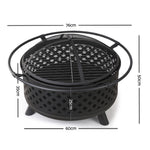 Grillz 30 Inch Portable Outdoor Fire Pit and BBQ - Black