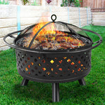 Grillz 30 Inch Portable Outdoor Fire Pit and BBQ - Black