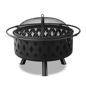 Grillz 32 Inch Portable Outdoor Fire Pit and BBQ - Black