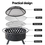 Grillz 32 Inch Portable Outdoor Fire Pit and BBQ - Black