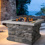 Grillz Stone Base Outdoor Patio Heater Fire Pit Table