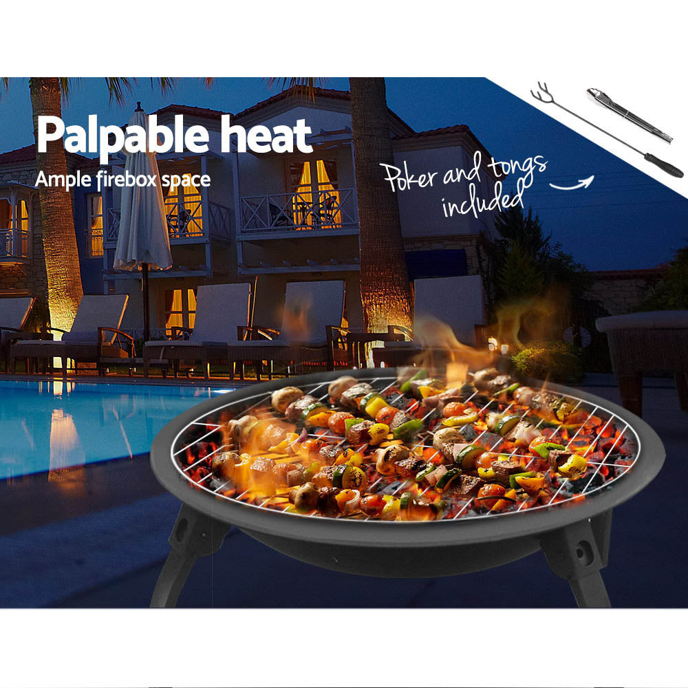 Grillz 22 Inch Portable Foldable Outdoor Fire Pit Fireplace