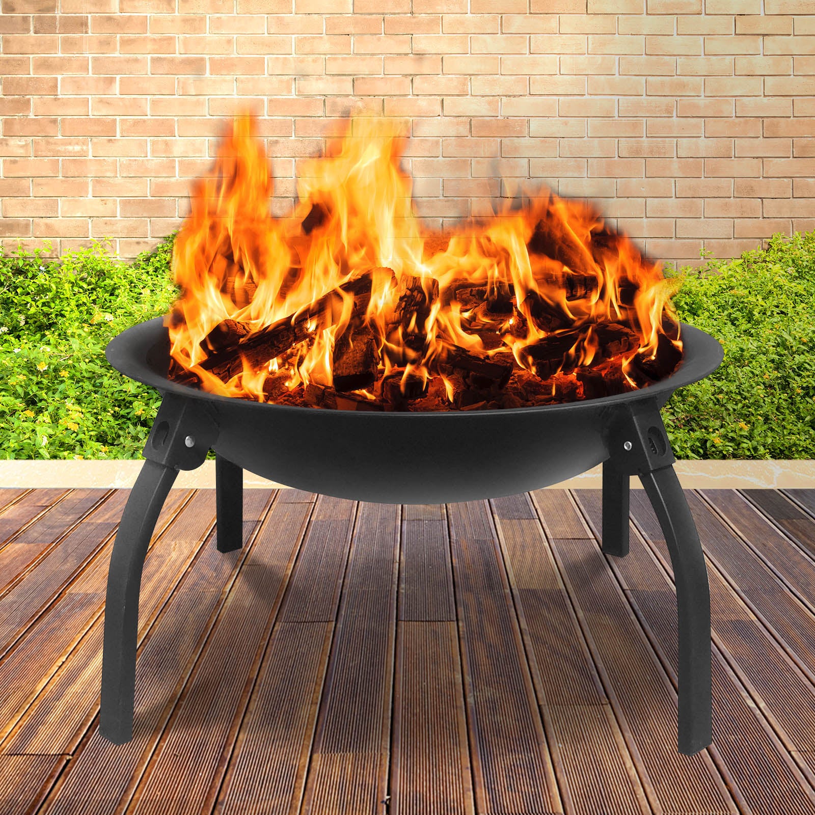 Grillz 22 Inch Portable Foldable Outdoor Fire Pit Fireplace