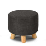 Artiss Pine Wood Round Ottoman Foot Stool - Charcoal