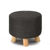 Artiss Pine Wood Round Ottoman Foot Stool - Charcoal