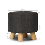 Artiss Pine Wood Round Ottoman Foot Stool - Charcoal