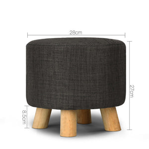 Artiss Pine Wood Round Ottoman Foot Stool - Charcoal