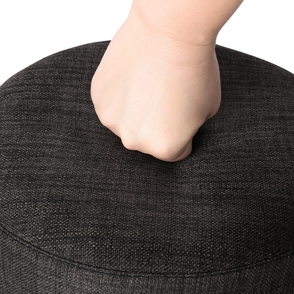 Artiss Pine Wood Round Ottoman Foot Stool - Charcoal
