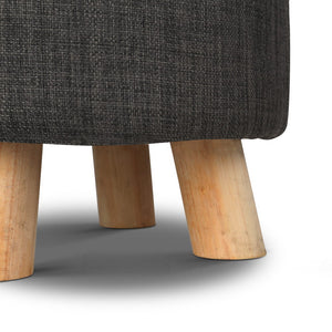 Artiss Pine Wood Round Ottoman Foot Stool - Charcoal