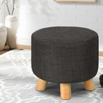 Artiss Pine Wood Round Ottoman Foot Stool - Charcoal