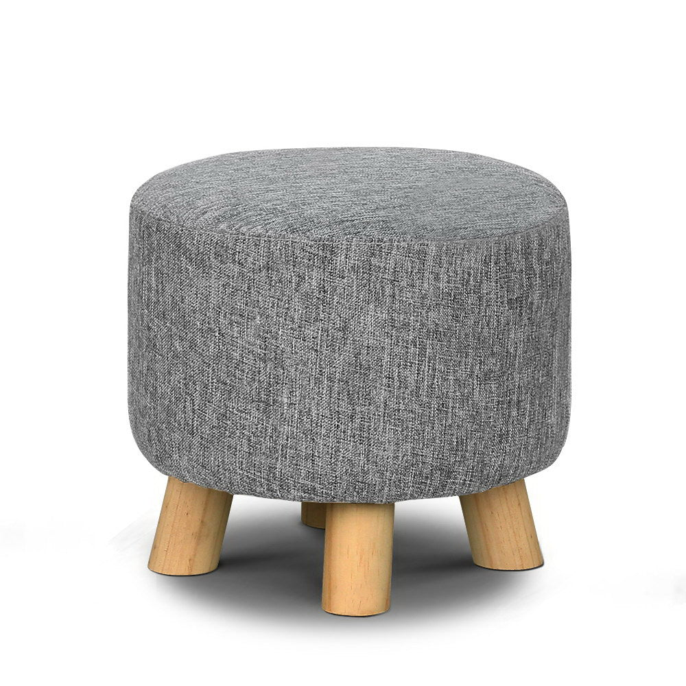 Artiss Fabric Round Ottoman - Grey