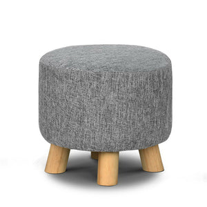 Artiss Fabric Round Ottoman - Grey