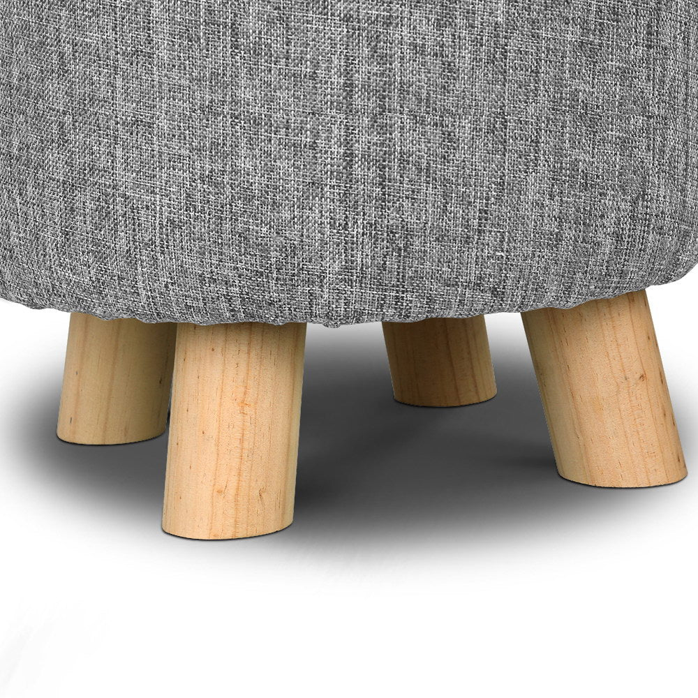 Artiss Fabric Round Ottoman - Grey