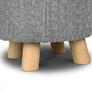 Artiss Fabric Round Ottoman - Grey