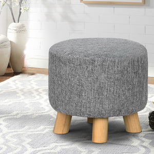 Artiss Fabric Round Ottoman - Grey