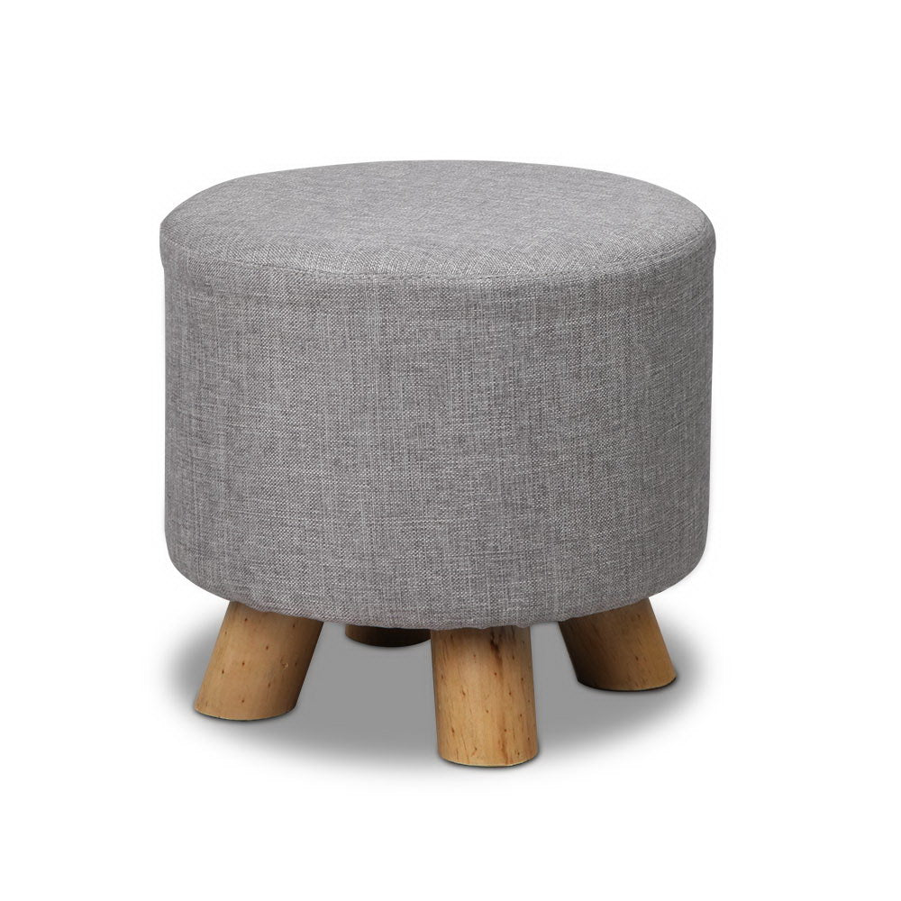Artiss Fabric Round Ottoman - Grey
