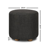 Artiss Pine Wood Round Ottoman Foot Stool - Charcoal