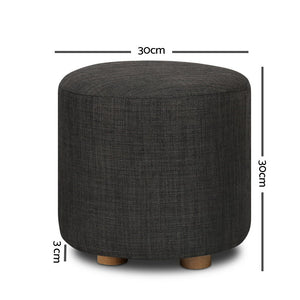 Artiss Pine Wood Round Ottoman Foot Stool - Charcoal